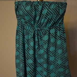 Strapless Teal Roxy Sundress